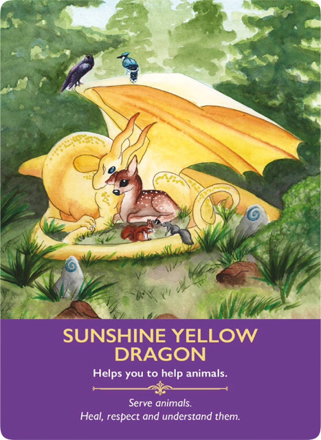 Sunshine Yellow Dragon from the Dragon Oracle Cards