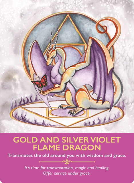 金と銀とスミレ色の、炎のドラゴン／Gold and Silver Violet Flame Dragon　〜ドラゴンオラクルカード