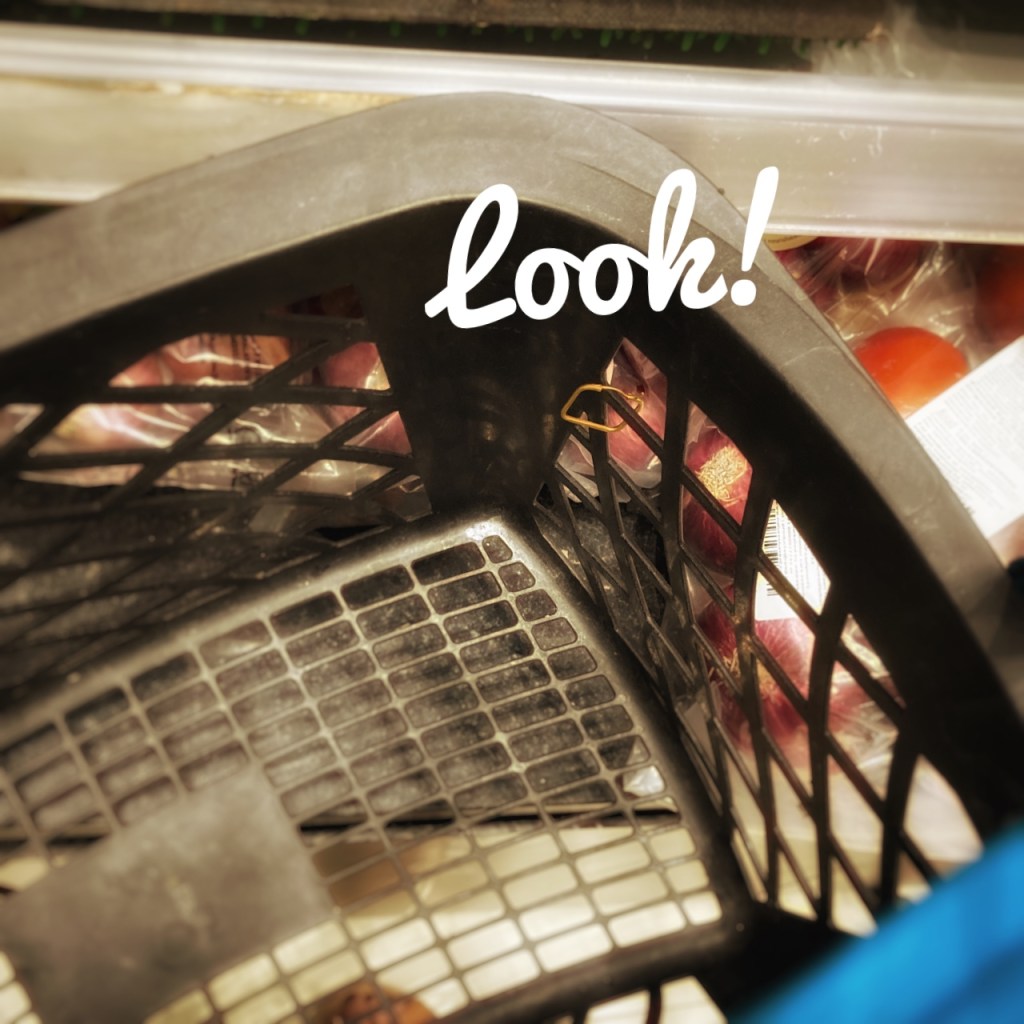 My favourite gold square hoop earring dangling from the mesh!